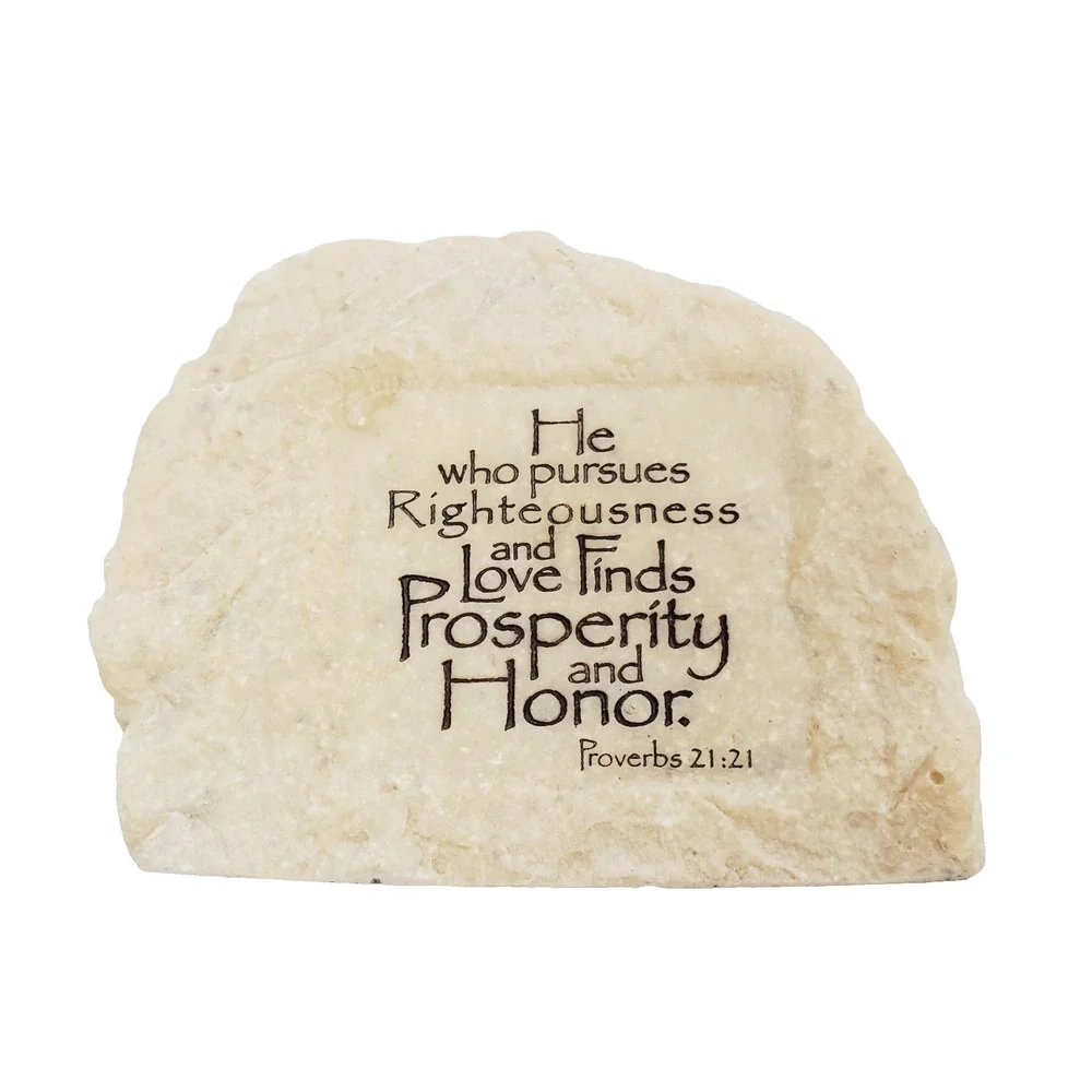 Vintage Spiritual Rock Scripture Proverbs 21:21 Brown Small Collectible Holy